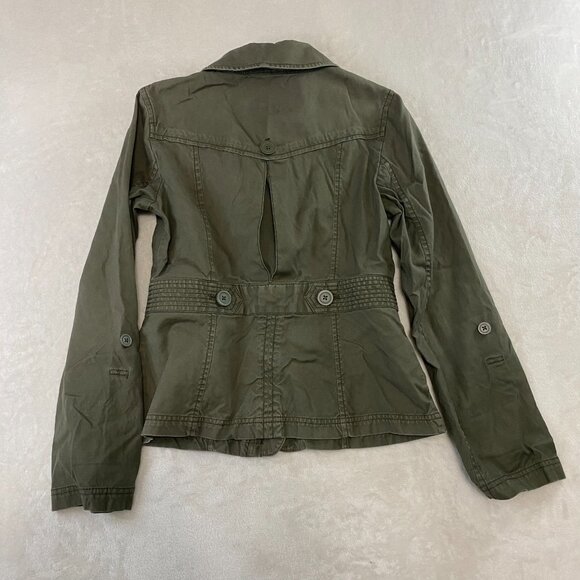 Ann Taylor LOFT Olive Green Button-Up Military Style Jacket Size Small - Medium - Picture 7 of 11